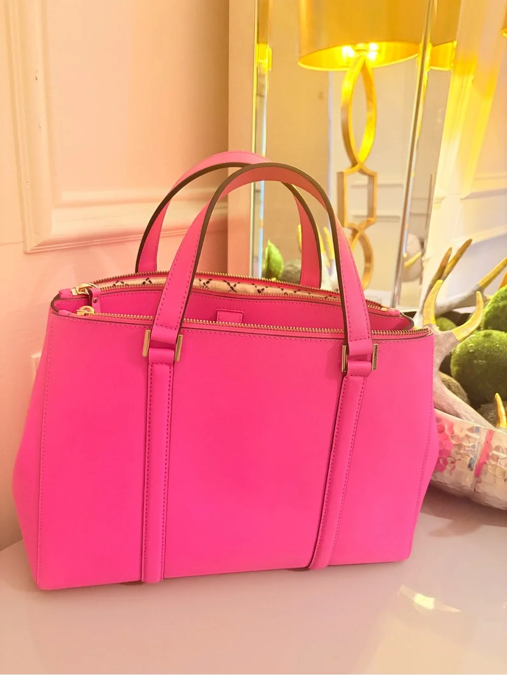 Kate Spade -like new Bright Pink Structured Tote Bag - Designer-Inspired